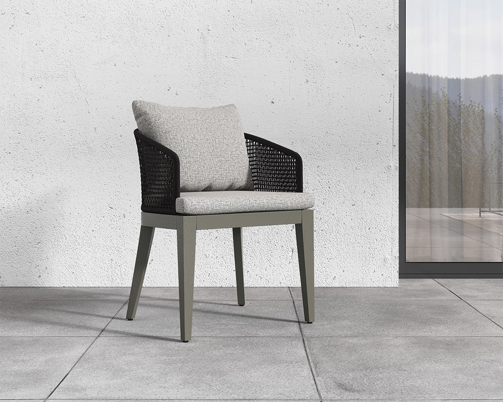 Sunpan Capri Dining Armchair in Natural / Smoke Grey / Drift Brown