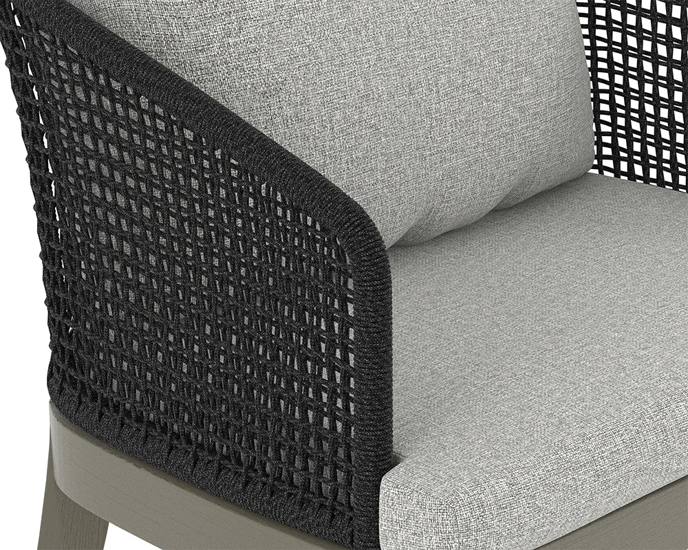 Sunpan Capri Dining Armchair in Natural / Smoke Grey / Drift Brown