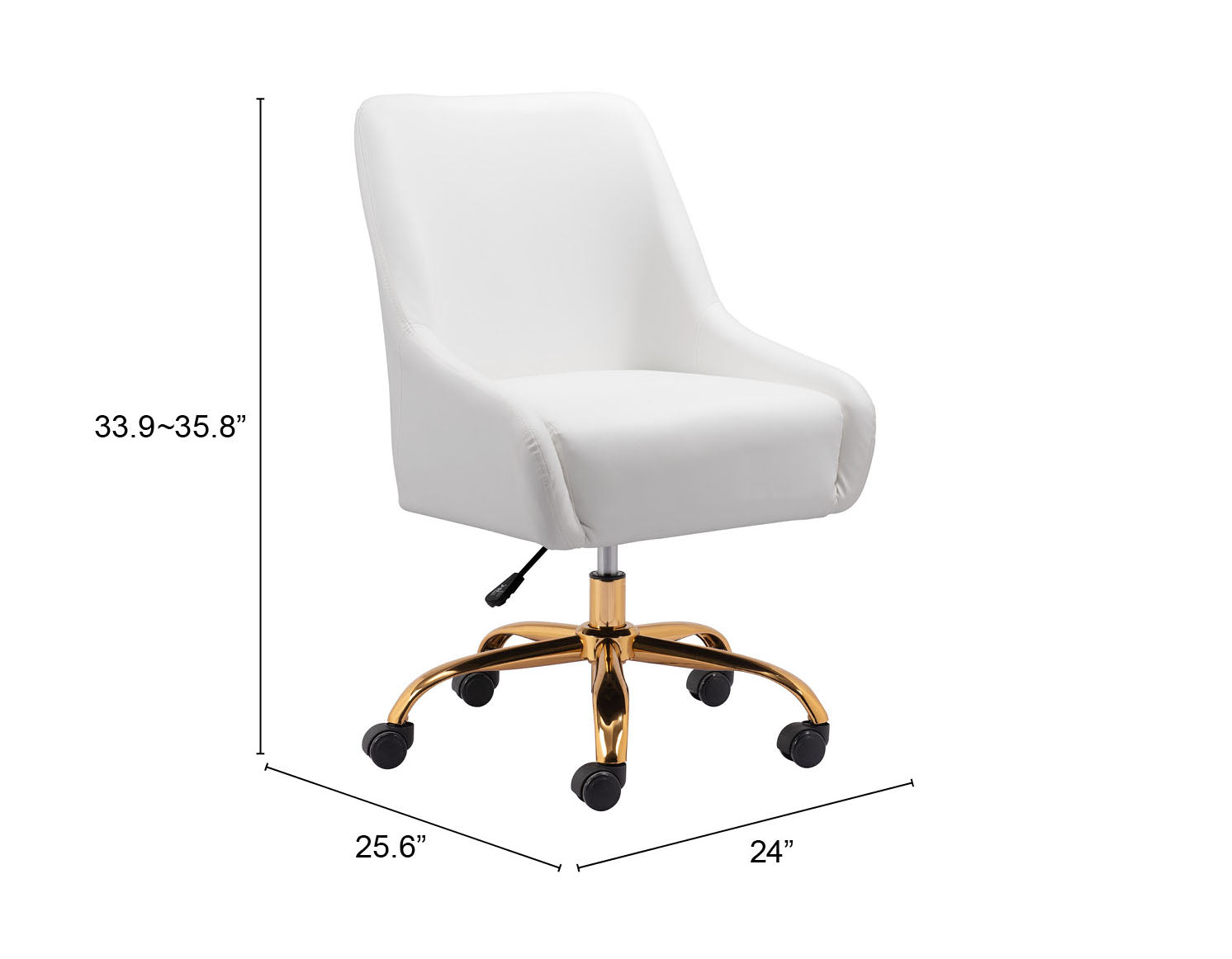 Zuo Modern Madelaine Office Chair in White and Gold