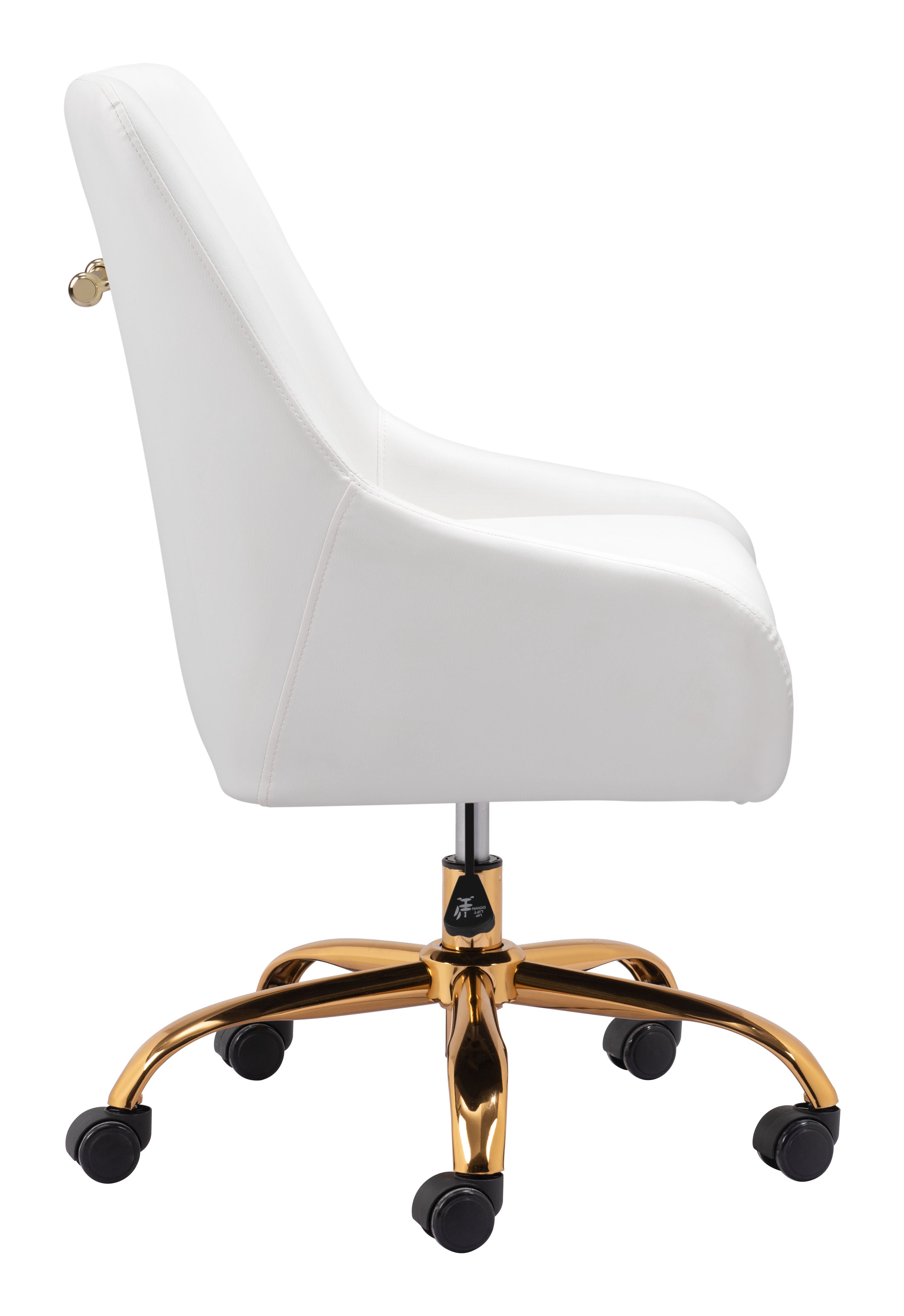Zuo Modern Madelaine Office Chair in White and Gold
