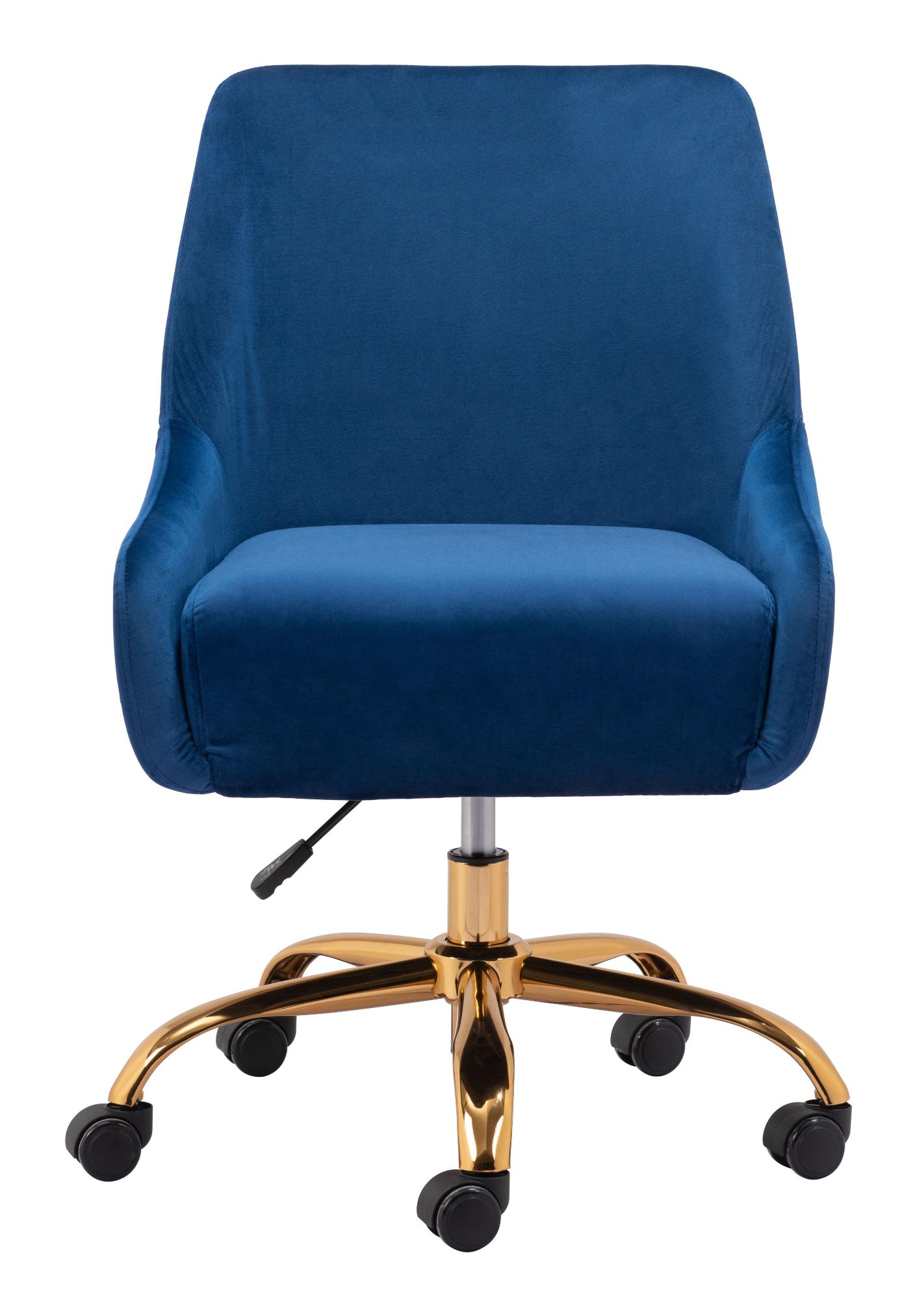 Zuo Modern Madelaine Office Chair Navy Blue and Gold