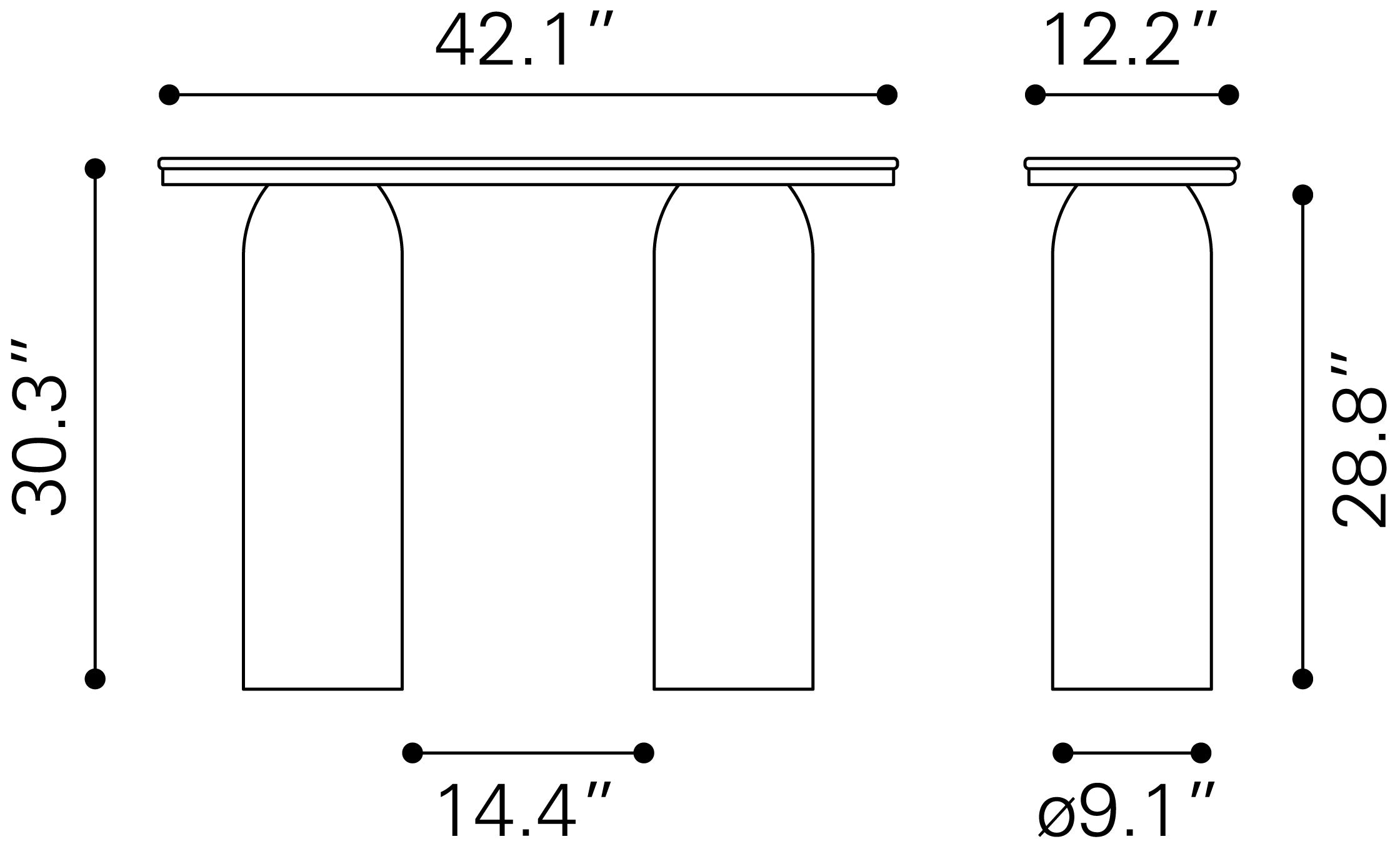 Zuo Modern Luxor Console Table in Multicolor
