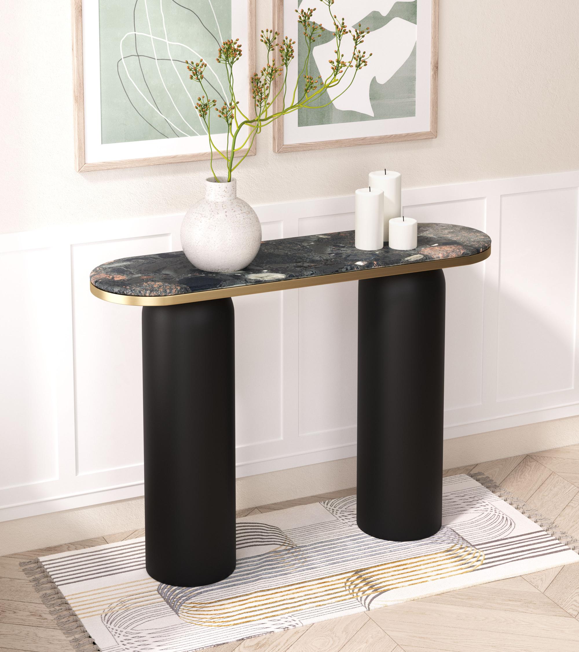 Zuo Modern Luxor Console Table in Multicolor, Console Tables, Iron, Marble, Medium-density fibreboard (MDF),