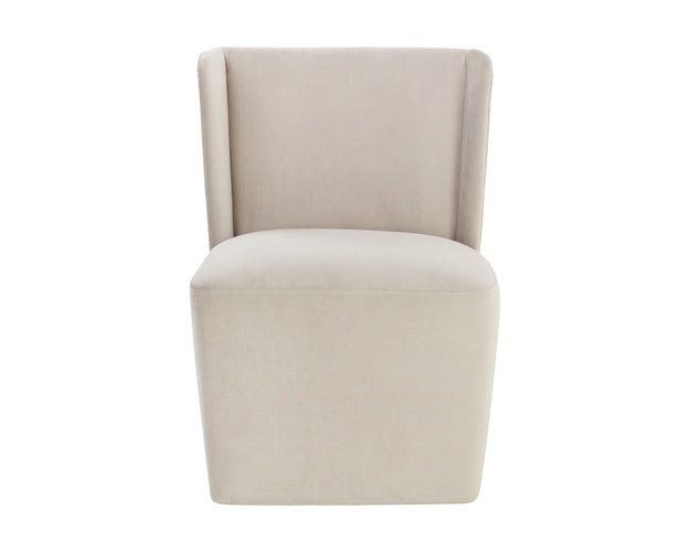 Sunpan Aamita Wheeled Dining Chair - Piccolo Pebble/Piccolo Prosecco/Tobacco Tan