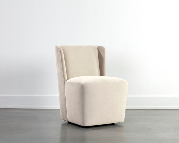Sunpan Aamita Wheeled Dining Chair - Piccolo Pebble/Piccolo Prosecco/Tobacco Tan