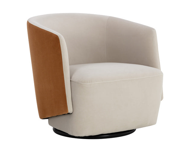 Sunpan Sarina Swivel Lounge Chair - Meg Taupe / Meg Gold