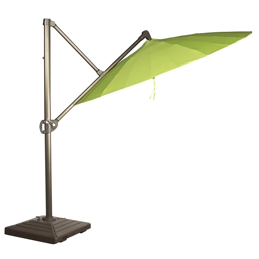 Woodard 10' Square Cantilever Umbrella with 22" Tile Bases, Beach Bum Creamsicle (Grade A), Almond - Free-Standing Market Base - 3/8” x 24 1/2” Round Steel‡, 21” Cast Aluminum Umbrella Base, Umbrella, Aluminum, Fabric, Square, 4 Legs, Outdoor