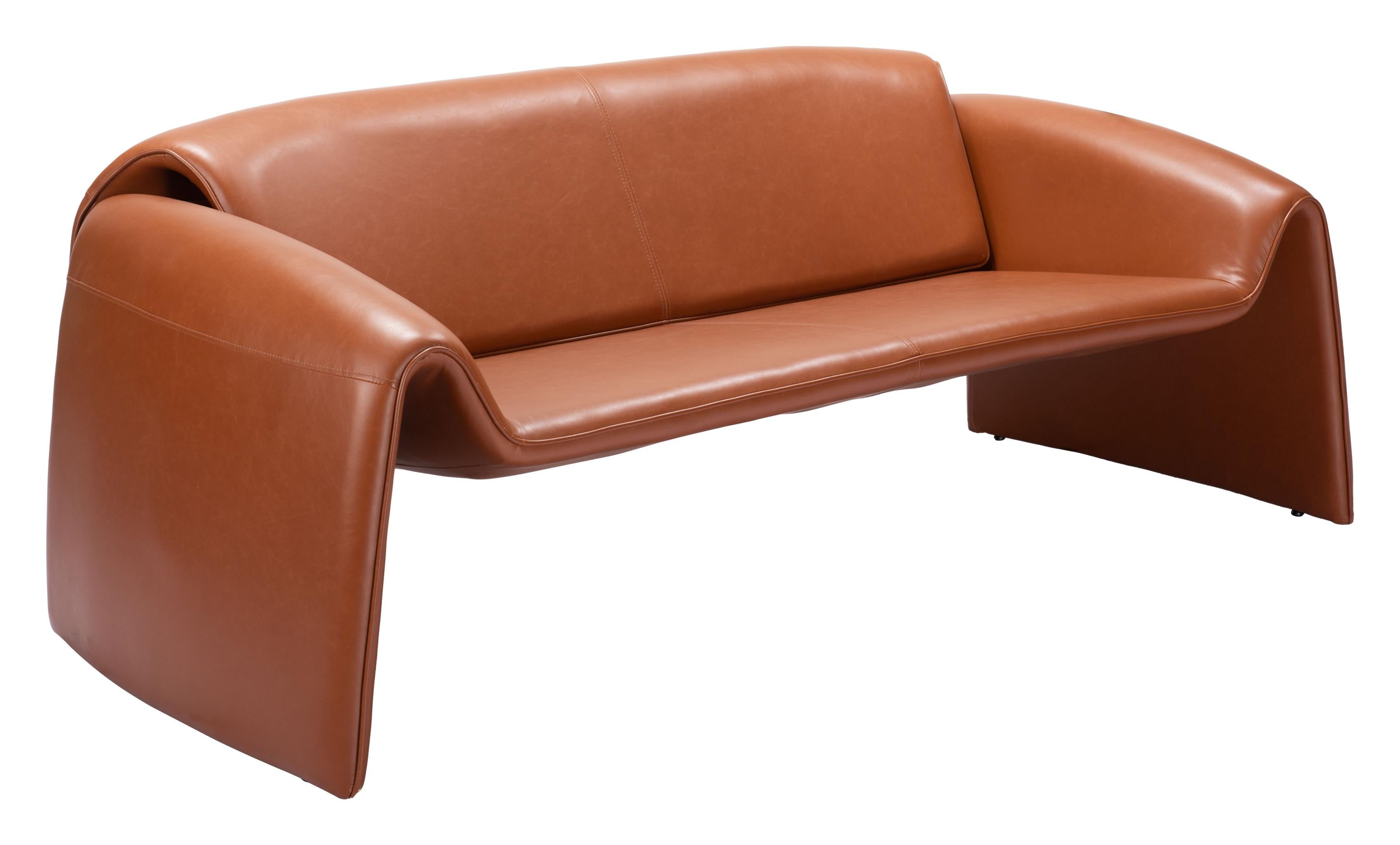 Zuo Modern Horten Sofa in Brown/Red