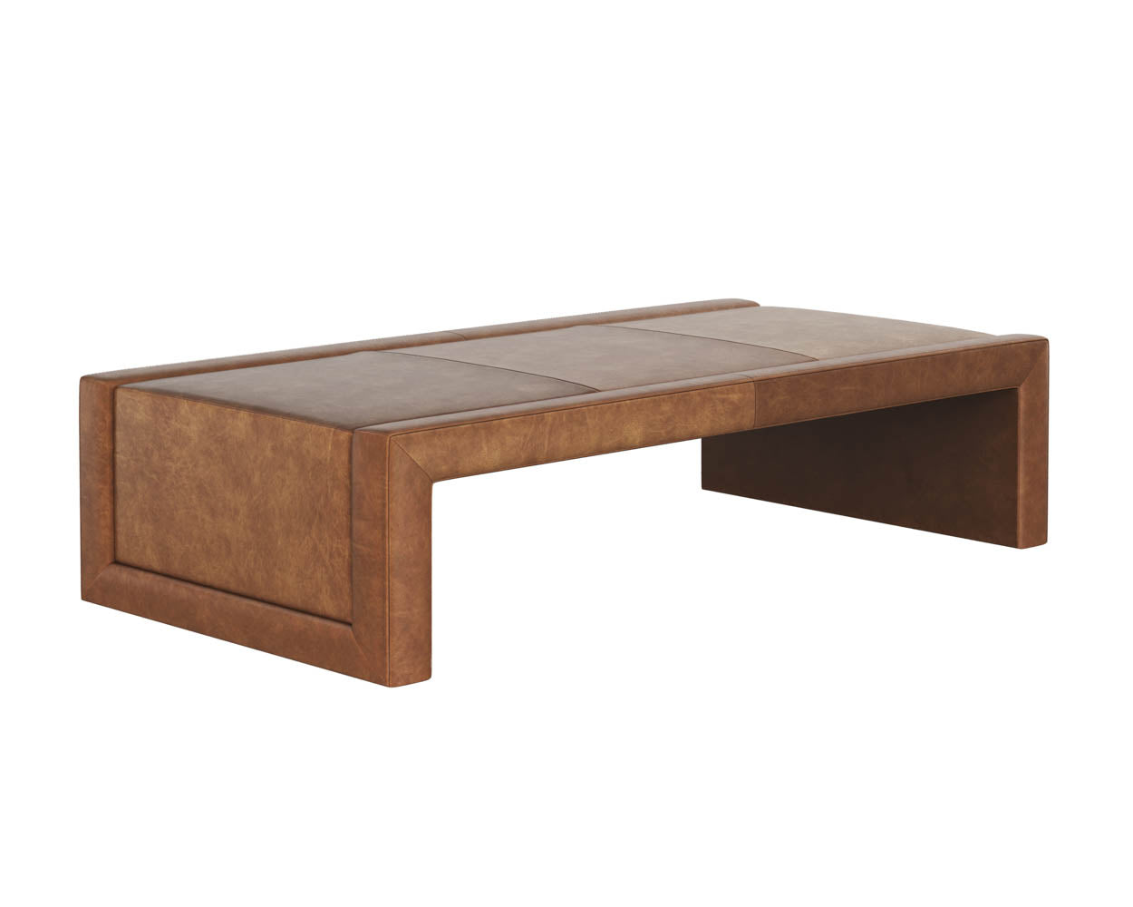 Sunpan Barella Coffee Table in Cognac Leather/Vintage Charcoal Leather