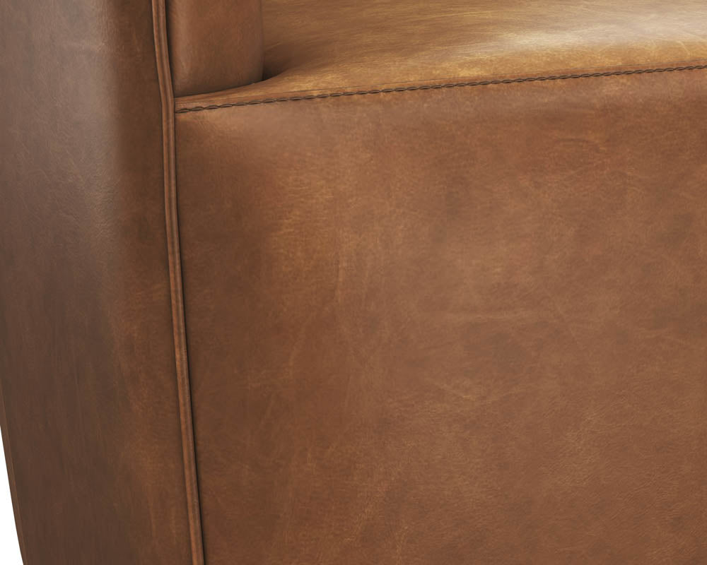 Sunpan Carmine Swivel Lounge Chair In Cognac Leather
