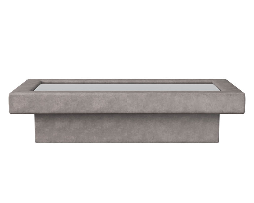 Sunpan Azelia Coffee Table in Camel Leather/Light Grey Leather