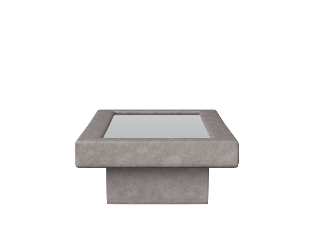 Sunpan Azelia Coffee Table in Camel Leather/Light Grey Leather