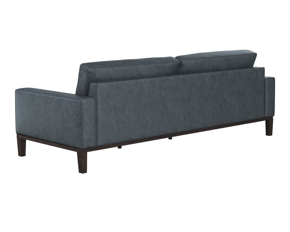 Sunpan Davilo Sofa in Light Grey Leather/Midnight Blue Leather