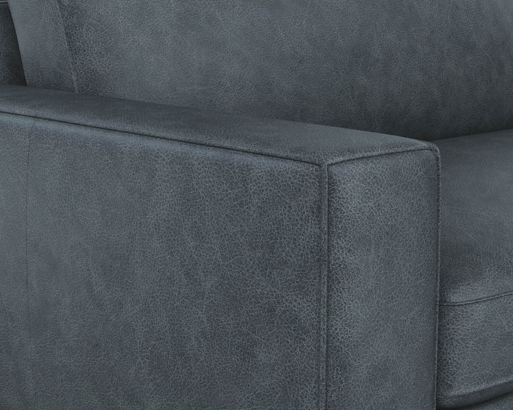 Sunpan Davilo Sofa in Light Grey Leather/Midnight Blue Leather