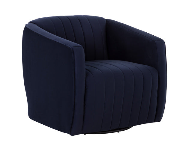 Sunpan Garrison Swivel Lounge Chair - Abbington Navy / Liv Dove