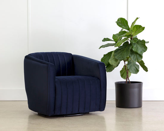 Sunpan Garrison Swivel Lounge Chair - Abbington Navy / Liv Dove