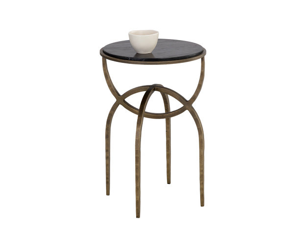 Sunpan Alicent End Table - Black Marble / White Marble