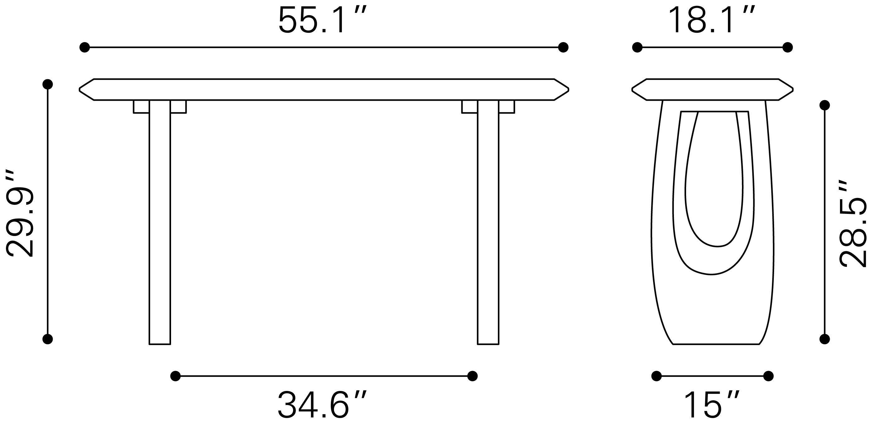 Zuo Modern Arasan Console Table in Black
