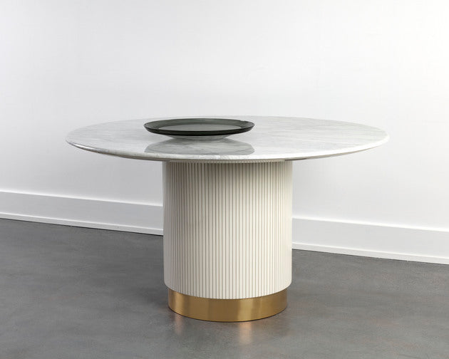Sunpan Paloma Dining Table - Round - White Marble - 54"