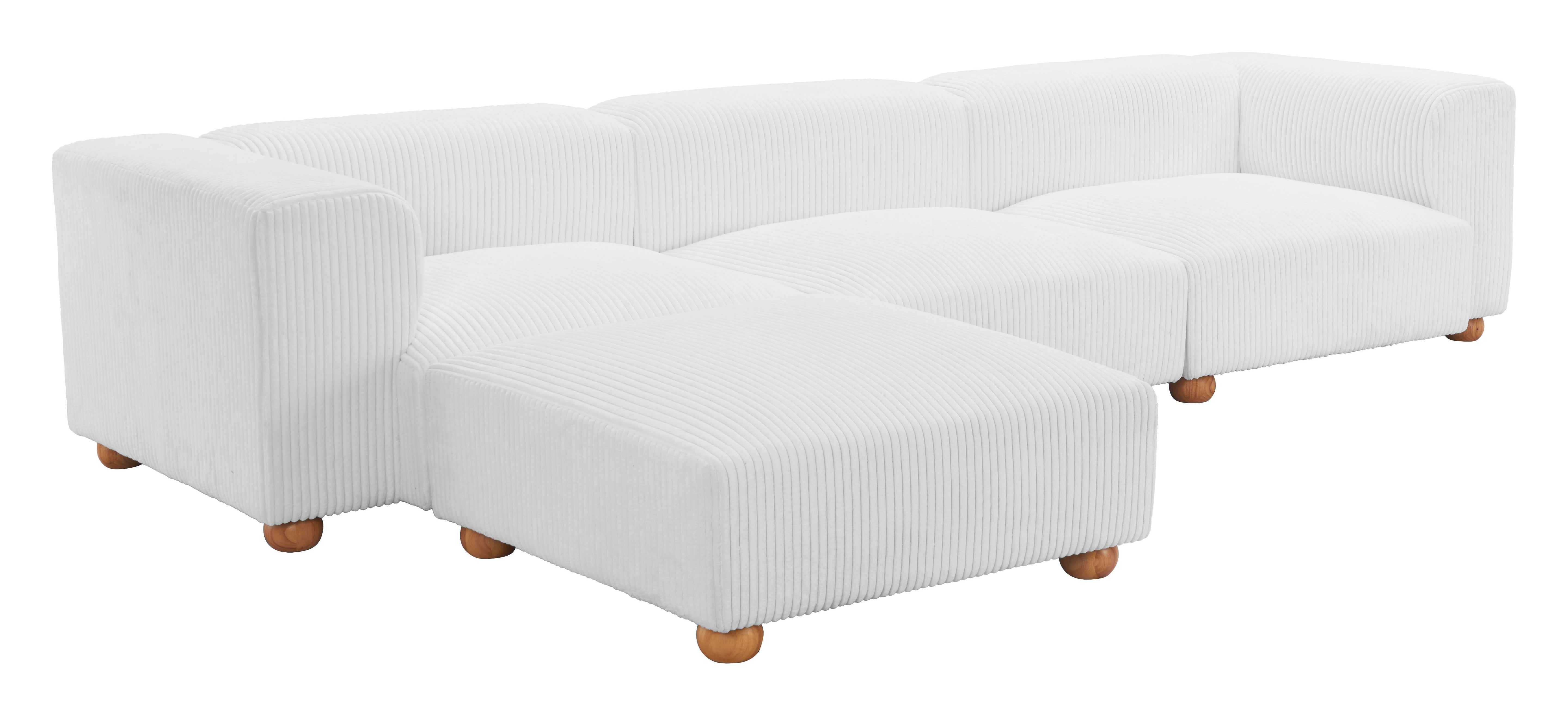 Zuo Modern Tayte Sofa in White, Sofabed, Polyester, Wood, Rectangular, 5+ Legs, Indoor