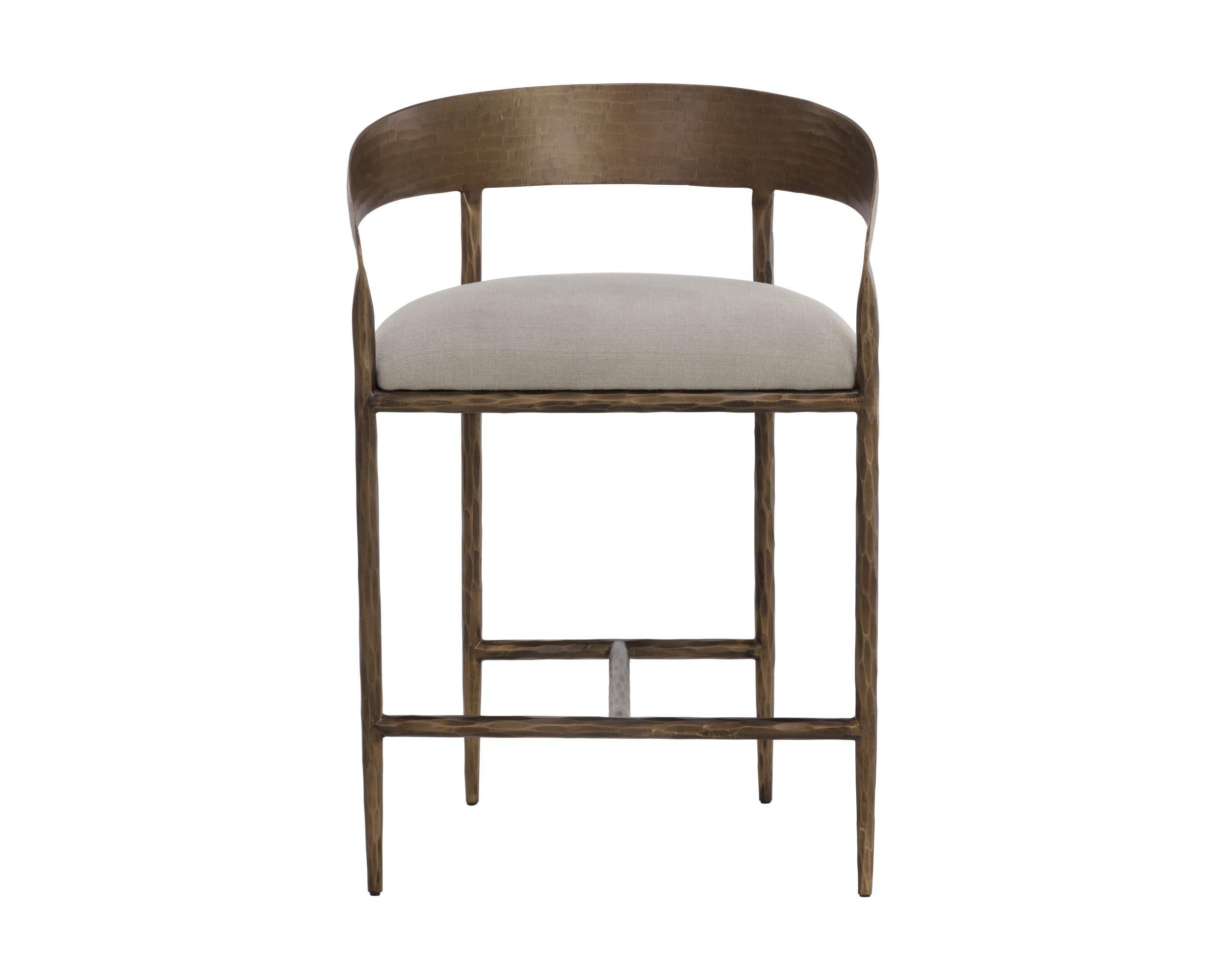 Sunpan Zanatta Counter Stool in Charcoal Black Leather/Tan Leather
