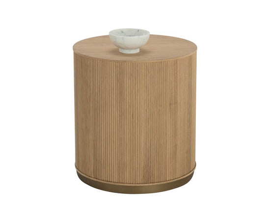 Sunpan Kalla Side Table in Charcoal / Rustic Oak