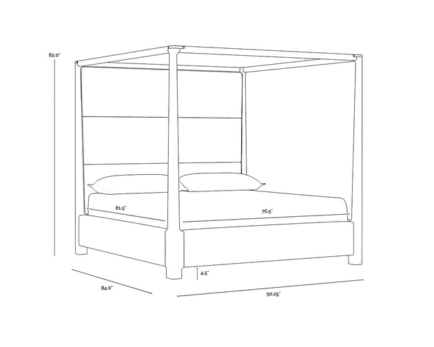 Sunpan Danette Canopy Bed - King Zenith Taupe Grey