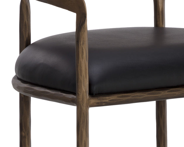 Sunpan Zanatta Barstool in Charcoal Black Leather / Tan Leather