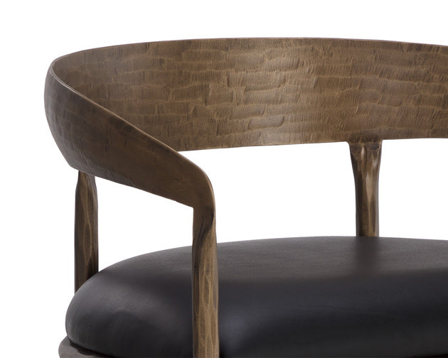Sunpan Zanatta Barstool in Charcoal Black Leather / Tan Leather