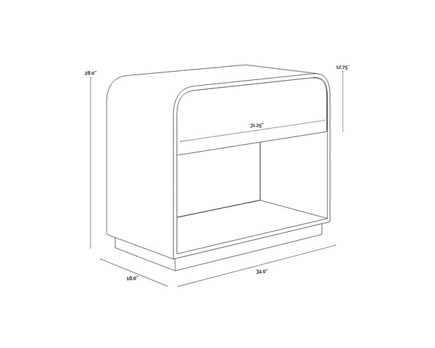 Sunpan Aalgarve Nightstand - Black - Champagne Gold / Grey
