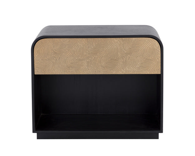 Sunpan Aalgarve Nightstand - Black - Champagne Gold / Grey