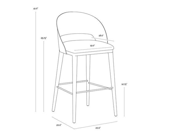 Sunpan Dezirae Barstool - Antique Brass - Charcoal Black Leather