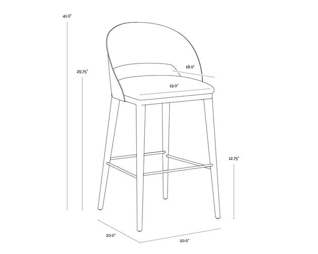Sunpan Dezirae Barstool - Antique Brass - Charcoal Black Leather