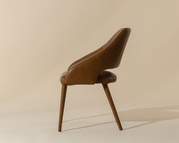 Sunpan Galen Dining Chair in Missouri Cognac / Linea Light Grey Leather