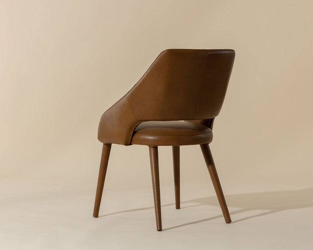 Sunpan Galen Dining Chair in Missouri Cognac / Linea Light Grey Leather