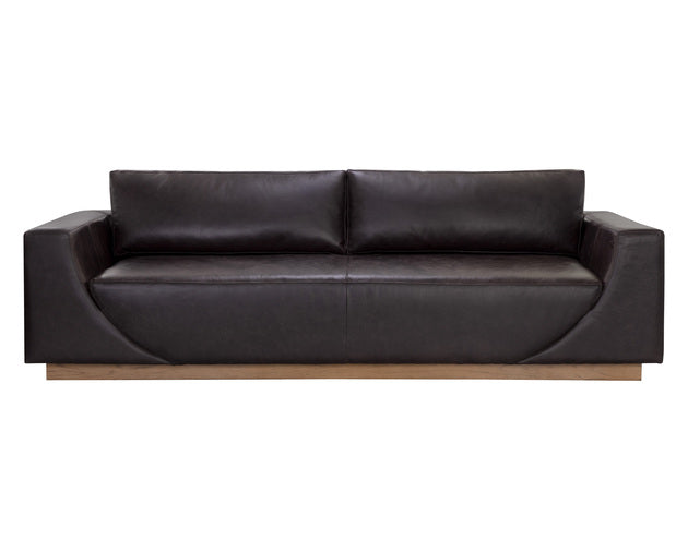 Sunpan Anakin Sofa -Dark Brown Tuscany Cognac Leather And Tuscany Warm Black Leather