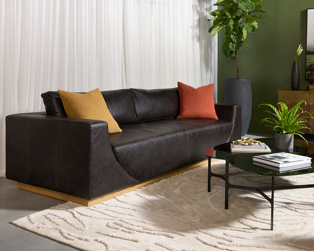 Sunpan Anakin Sofa -Dark Brown Tuscany Cognac Leather And Tuscany Warm Black Leather