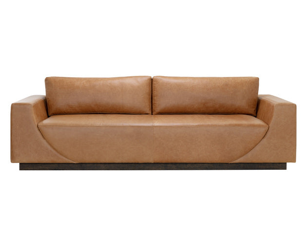 Sunpan Anakin Sofa -Dark Brown Tuscany Cognac Leather And Tuscany Warm Black Leather