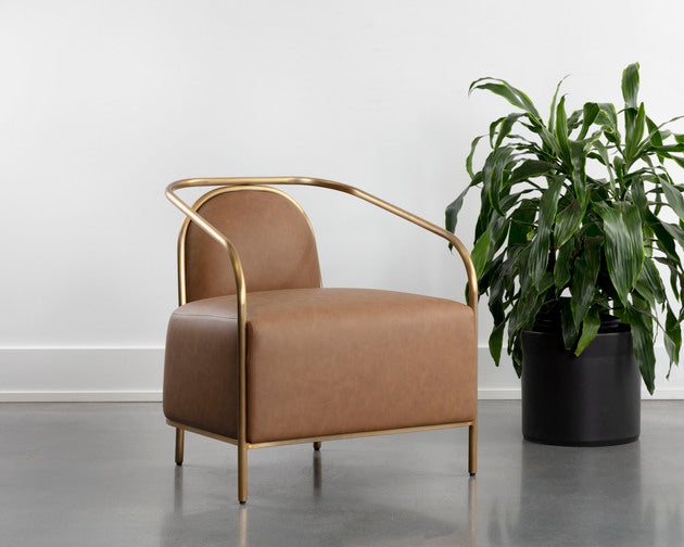 Sunpan Cicero Lounge Armchair - Milliken Cognac