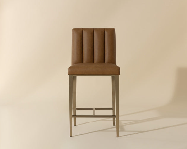 Sunpan Wilbur Counter Stool in Milliken Cognac