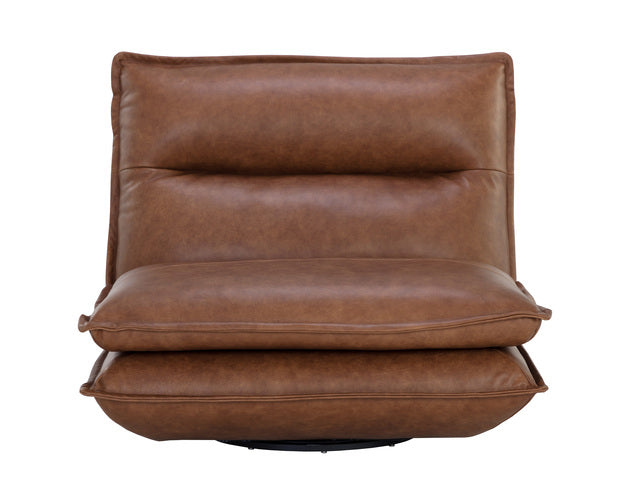 Sunpan Colson Swivel Armless Chair - Cognac Leather