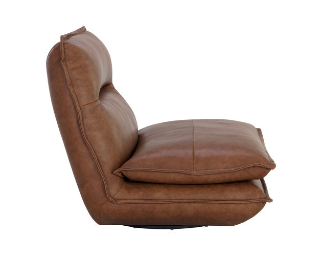 Sunpan Colson Swivel Armless Chair - Cognac Leather