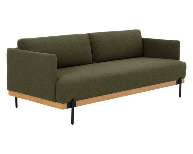 Sunpan Saul Sofa - Copenhagen Olive / Shalima Tobacco Leather