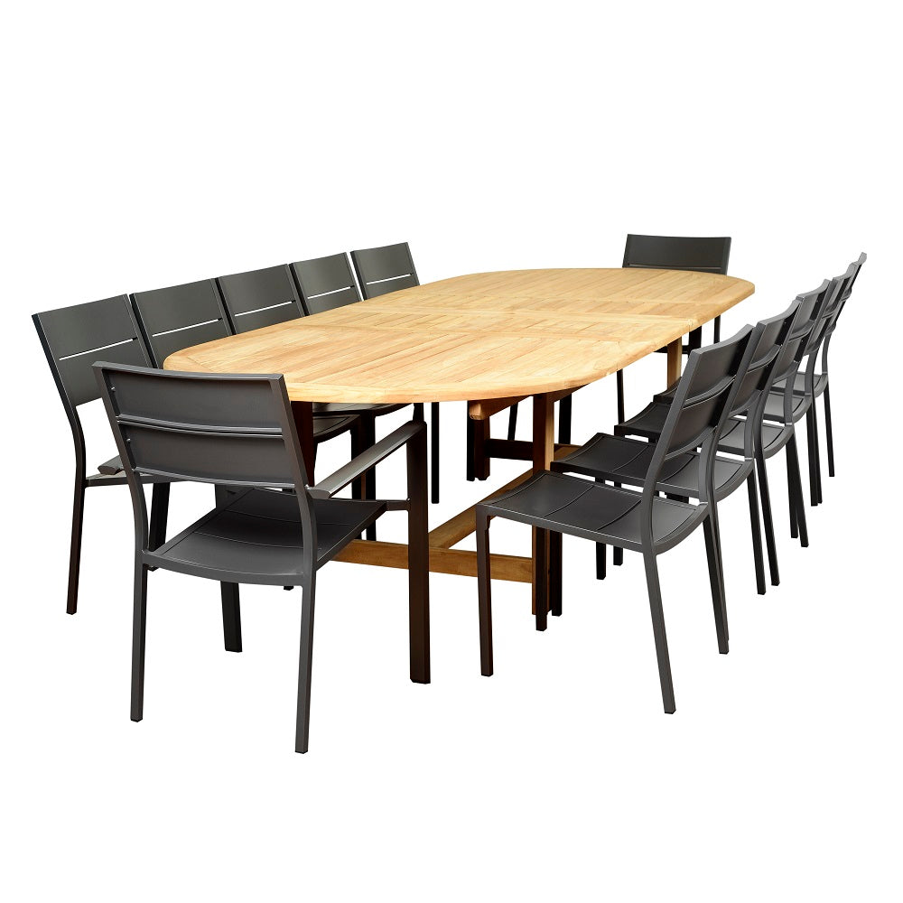 International Home Miami Amazonia Koningsdam 13 Piece Teak Double Extendable Rectangular Patio Dining Set