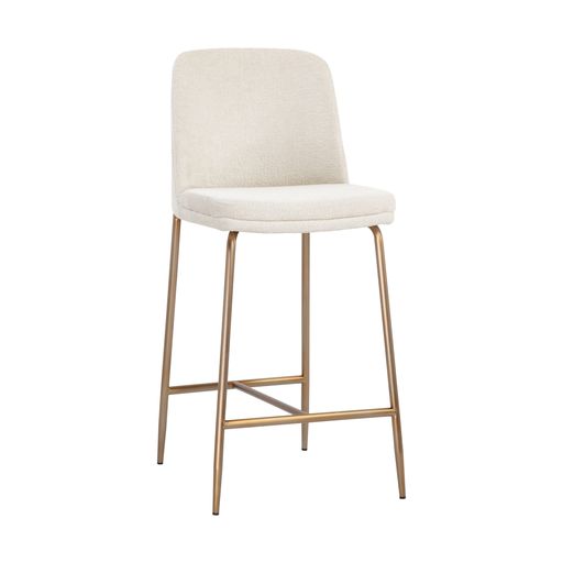 Sunpan Zeke Counter Stool Antique Brass in Bergen Ivory / Bergen Olive