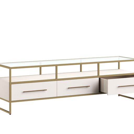 Sunpan Venice Media Console and Cabinet - Oyster Shagreen