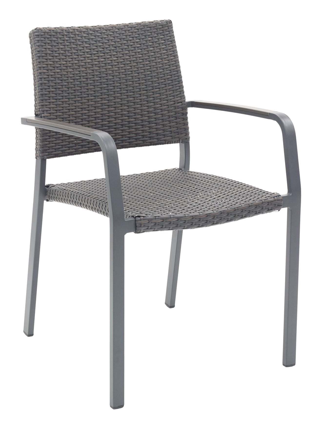 Florida Seating Aluminum Arm Chair with Gray Faux Teak Arms - AL-5725A