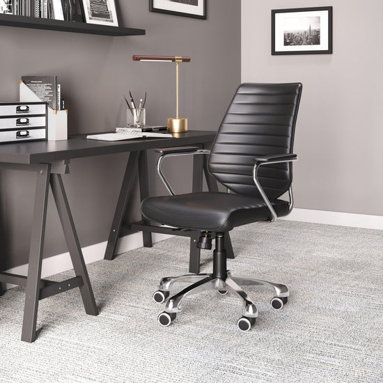 Zuo Modern Enterprise Low Back Office Chair Black/White/Espresso/Orange