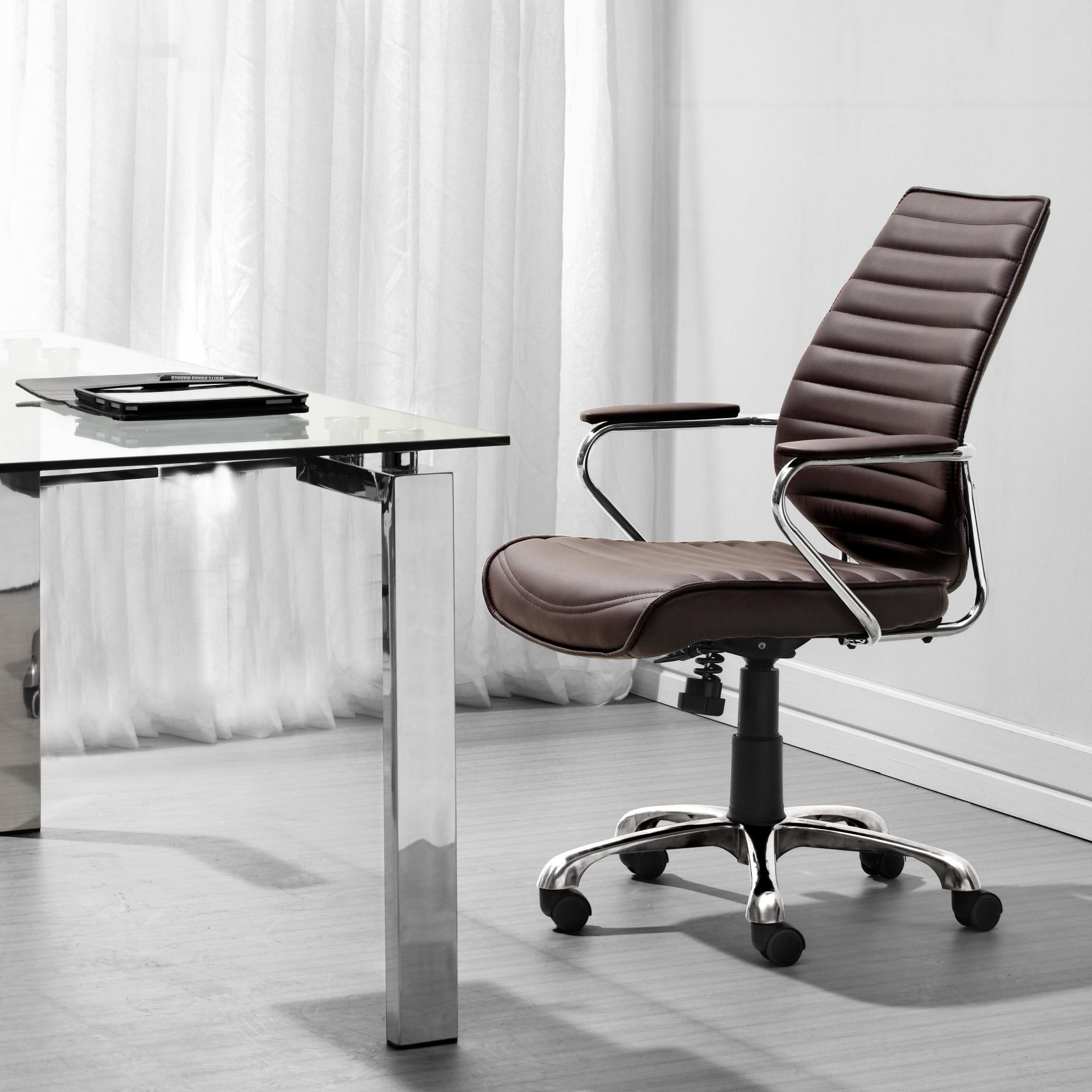 Zuo Modern Enterprise Low Back Office Chair Black/White/Espresso/Orange