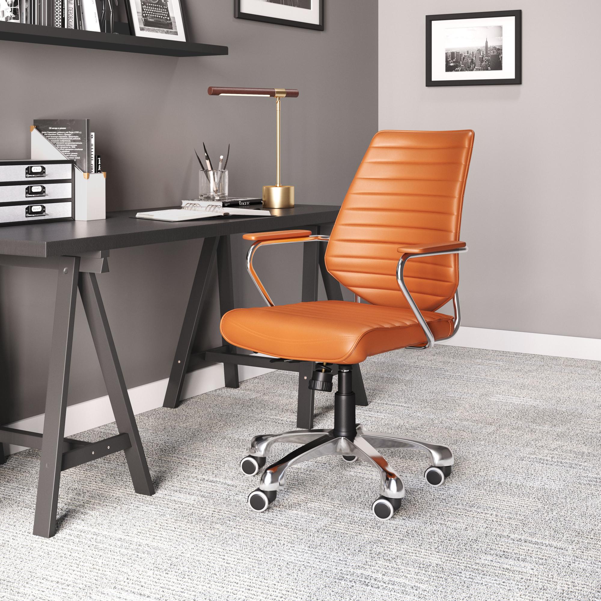 Zuo Modern Enterprise Low Back Office Chair Black/White/Espresso/Orange